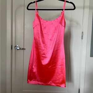 White Fox Neon Pink Satin Dress